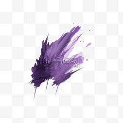 油画banner图片_油画简单透明背景笔触紫色
