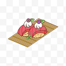 生鱼片矢量图片_矢量卡通三文鱼寿司握美食插画