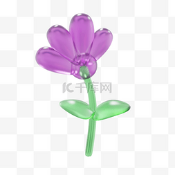 紫色花草图片_3D立体玻璃亚克力紫色花朵