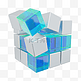 3DC4D立体蓝白色方块