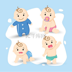 男孩女孩矢量图片_婴儿送礼会庆祝活动婴儿淋浴男孩