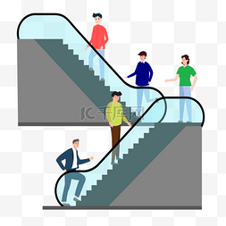 爬楼梯女图片_双层自动扶梯卡通