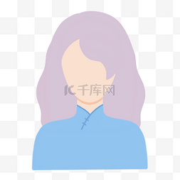 淡紫色长发蓝衣女生卡通人物头像