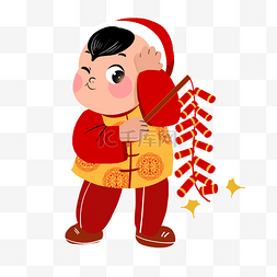 中国放鞭炮图片_春节新春儿童小孩放鞭炮