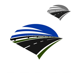 交通运输标志图片_高速高速公路图标，上面有护栏和