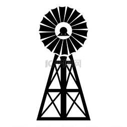工业能源图片_风力发电机图标黑色矢量插图图像