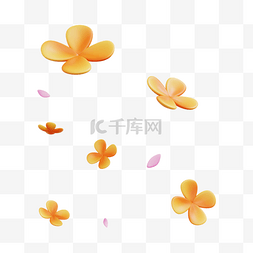 落花花瓣png图片_3DC4D立体飘落花朵花瓣