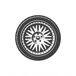 车轮胎矢量图片_轮胎和轮辋图标的车轮矢量隔离车