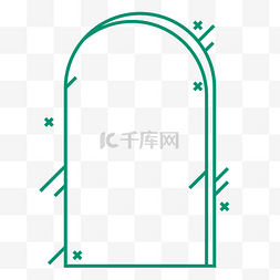 拱形隧道图片_蓝绿色极简拱形边框