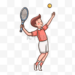 手拿网球拍图片_打网球运动男孩
