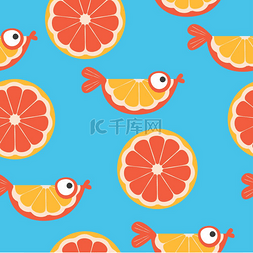 柑橘葡萄柚图片_美丽的彩色矢量无缝图案与橙色和