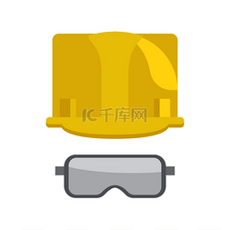 建筑帽子图片_建筑黄色头盔和防护眼镜或护目镜