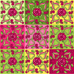 玫瑰拉花图片_墨西哥塔拉维拉瓷砖图案上面有花