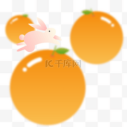 小橘子卡通图片_兔年兔子弥散风插画