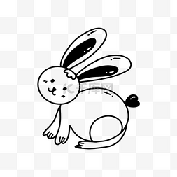 黑白线条画兔子