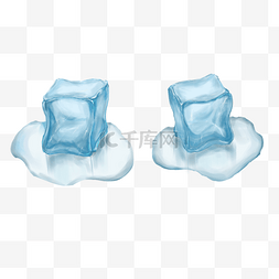 冰箱冰块融化图片_冰块蓝色写实风格