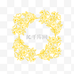 黑金婚礼素材图片_金线金色花卉婚礼花边边框