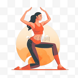 卡通手绘瑜伽运动锻炼女生