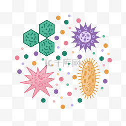 彩色卡通细菌微生物组合