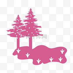 卡通大树粉色图片_卡通水彩粉色大树剪贴画