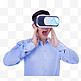 男人戴VR眼镜体验虚拟科技