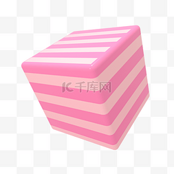 3D色彩几何粉色条纹立方体
