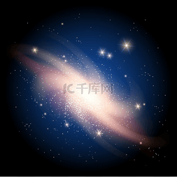 银河星云图片_银河背景与闪闪发光的星星。