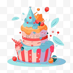 生日蛋糕插画素材图片_卡通手绘儿童生日蛋糕