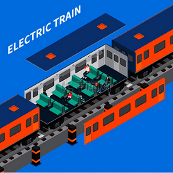 导体矢量图片_电车构造器车厢内部的等距组合与