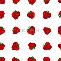 草莓无缝图案，带种子的红色浆果