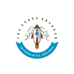 太空探索飞船徽章标签标志图标矢