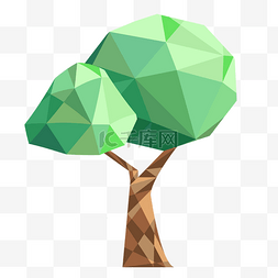 绿色低聚立体多边形树木