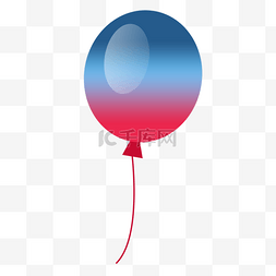 气球漂浮卡通图片_红蓝渐变可爱卡通气球