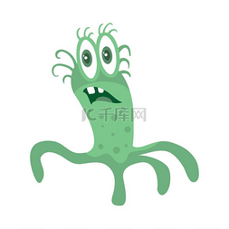 医疗卫生卡通图片_有眼睛和嘴巴的细菌卡通人物。