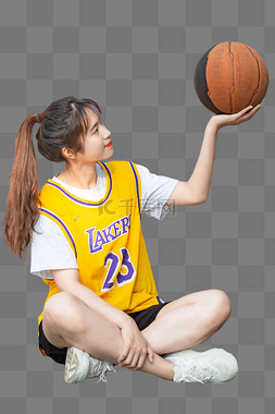 美女运动员篮球女性比赛手捧篮球
