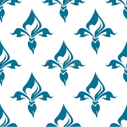 经典的法国蓝色 fleur-de-lis 无缝图