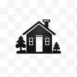 黑白房子建筑图片_极简主义乡间房子logo
