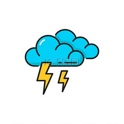 闪电雷声图片_雷暴、矢量云和闪电象形文字的天
