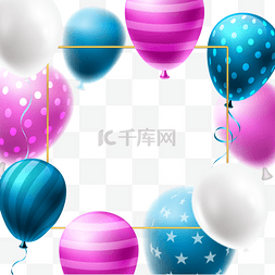 正方形紫色图片_生日气球金色正方形边框