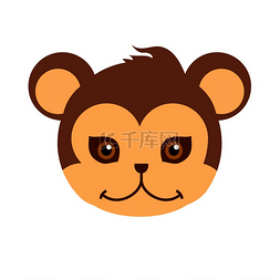 棕色眼睛图片_平面风格的猴子动物嘉年华面具矢