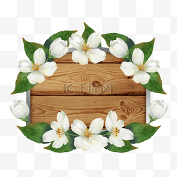 木板背景图片_茉莉木板装饰植物边框