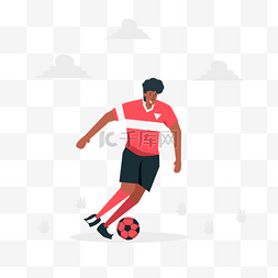足球运动员带球奔跑比赛插画