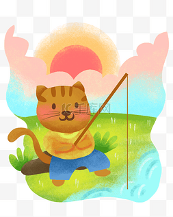 钓鱼的小猫咪