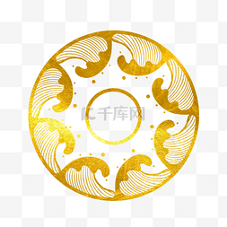 框线描图片_金箔鎏金线描波浪花纹中式边框