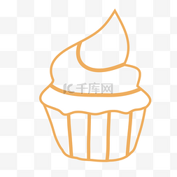 纸杯蛋糕线稿图片_橘黄色线稿线条纸杯蛋糕