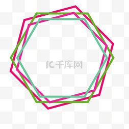 钻石贴五角星图片_五边形绿色和紫色边框PSD PNG