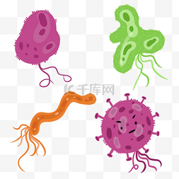 紫色和绿色的可爱微生物
