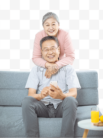 老年生活一对老妇客厅抱着脖子人物