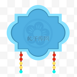 蓝色花纹装饰背景图片_韩国传统花纹蓝色花朵造型图案