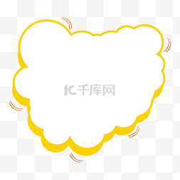 黄色、文字图片_极简黄色云朵对话框边框